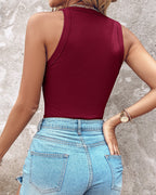 O-Neck Sleeveless Basic Slim Fit Skinny Tank Casual Top(Without Pads)