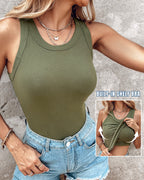 Chicme Built In Bra 2 Piece Athletic Tank Tops For Women Ribbed Tank Top