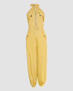 2 Pieces Outfits Sleeveless High Neck Cargo Pockets Design Top And Casual Cuffed Long Pants Set