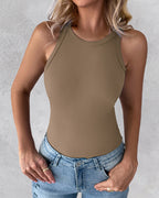 O-Neck Sleeveless Basic Slim Fit Skinny Tank Casual Top(Without Pads)