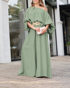 2 Pieces Outfit Turn-down Coll  Long Sleeve Button Front Satin  Shirt and Casual Vintage Floral  Print Elastic Back Waist Wide Leg  Pants Set without Belt