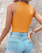 O-Neck Sleeveless Basic Slim Fit Skinny Tank Casual Top(Without Pads)