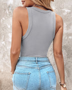 ChicMe Built-in Bra Ribbed Round Neck Tank Top