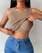 ChicMe Built-in Bra Ribbed Round Neck Tank Top