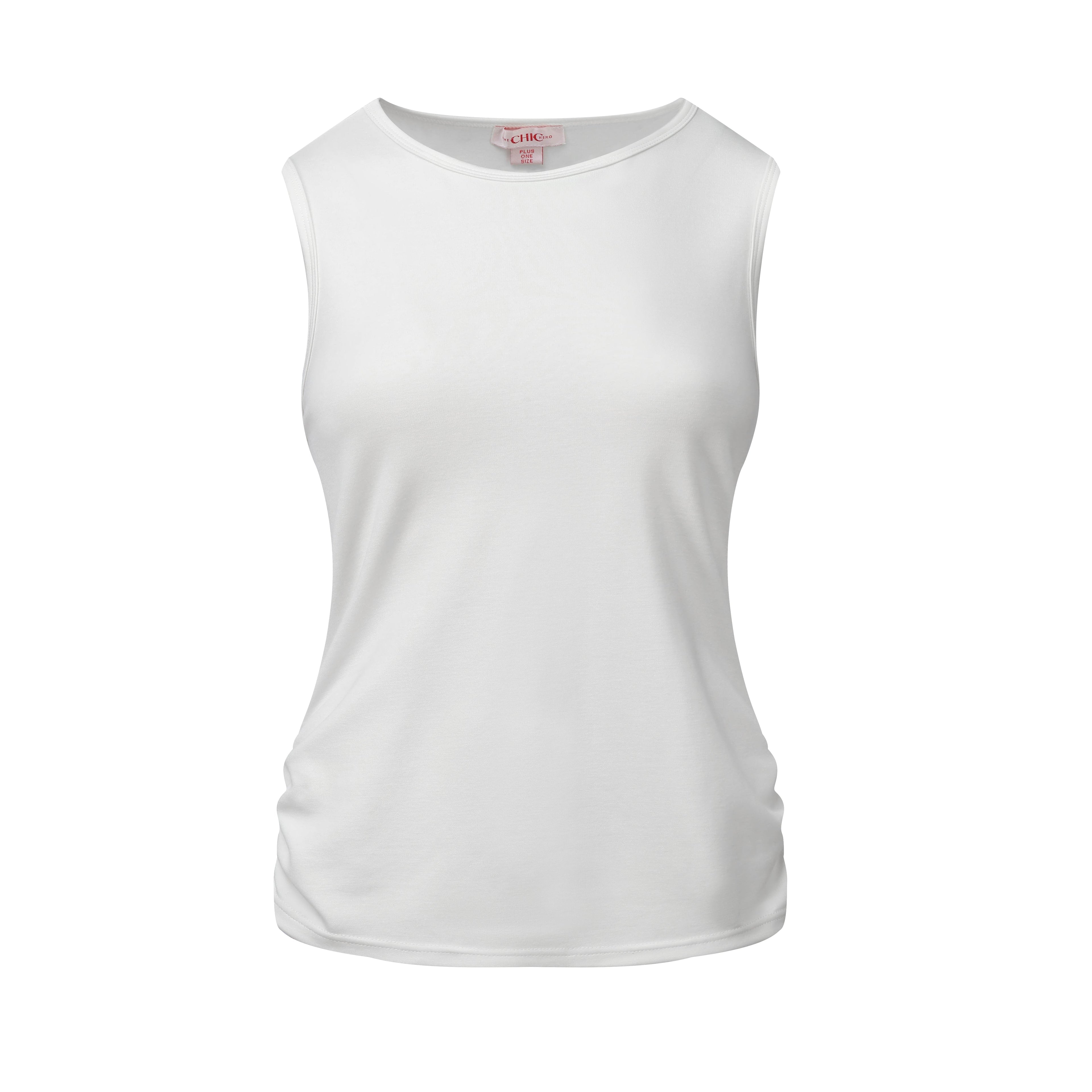 Classic White Sleeveless Crew Neck Top