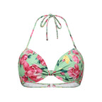 Mint Green & Pink Florals One-Piece Bikini&Skirt