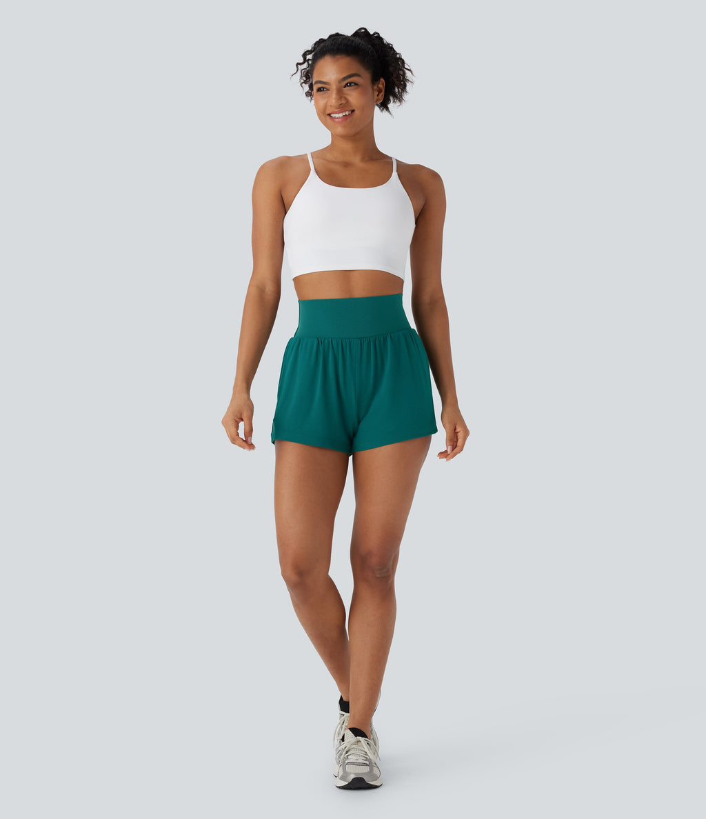 Super High Waisted 2-in-1 Yoga Shorts 3'' with Pockets