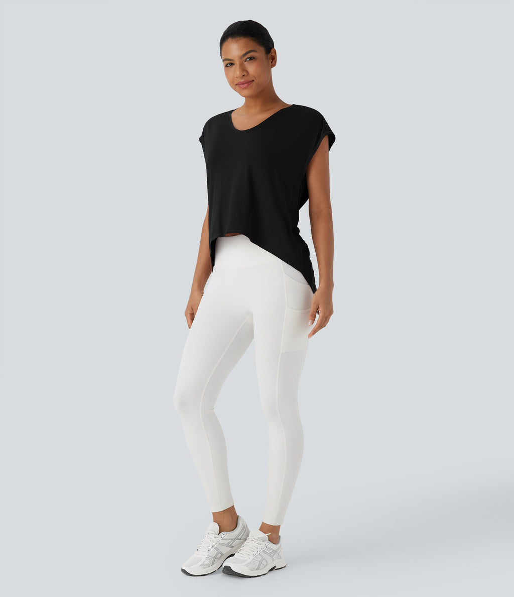 Crossover Asymmetric High-Low Hem Running Sports Top
