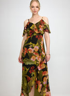 Floral Chiffon Midi Dress