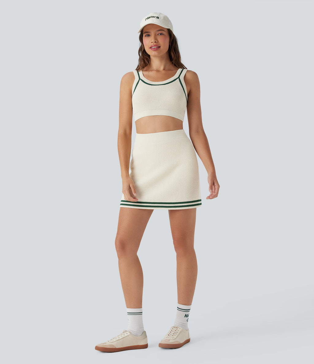Color Block Cropped Casual Sweater Knit Tank Top