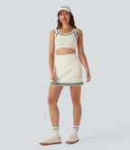 Color Block Cropped Casual Sweater Knit Tank Top