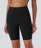 SpeedWaveTM High Waisted Contrast Mesh Quick Dry Yoga Biker Shorts 7'' with Pockets