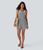 Pockets Stripe Waffle Overalls