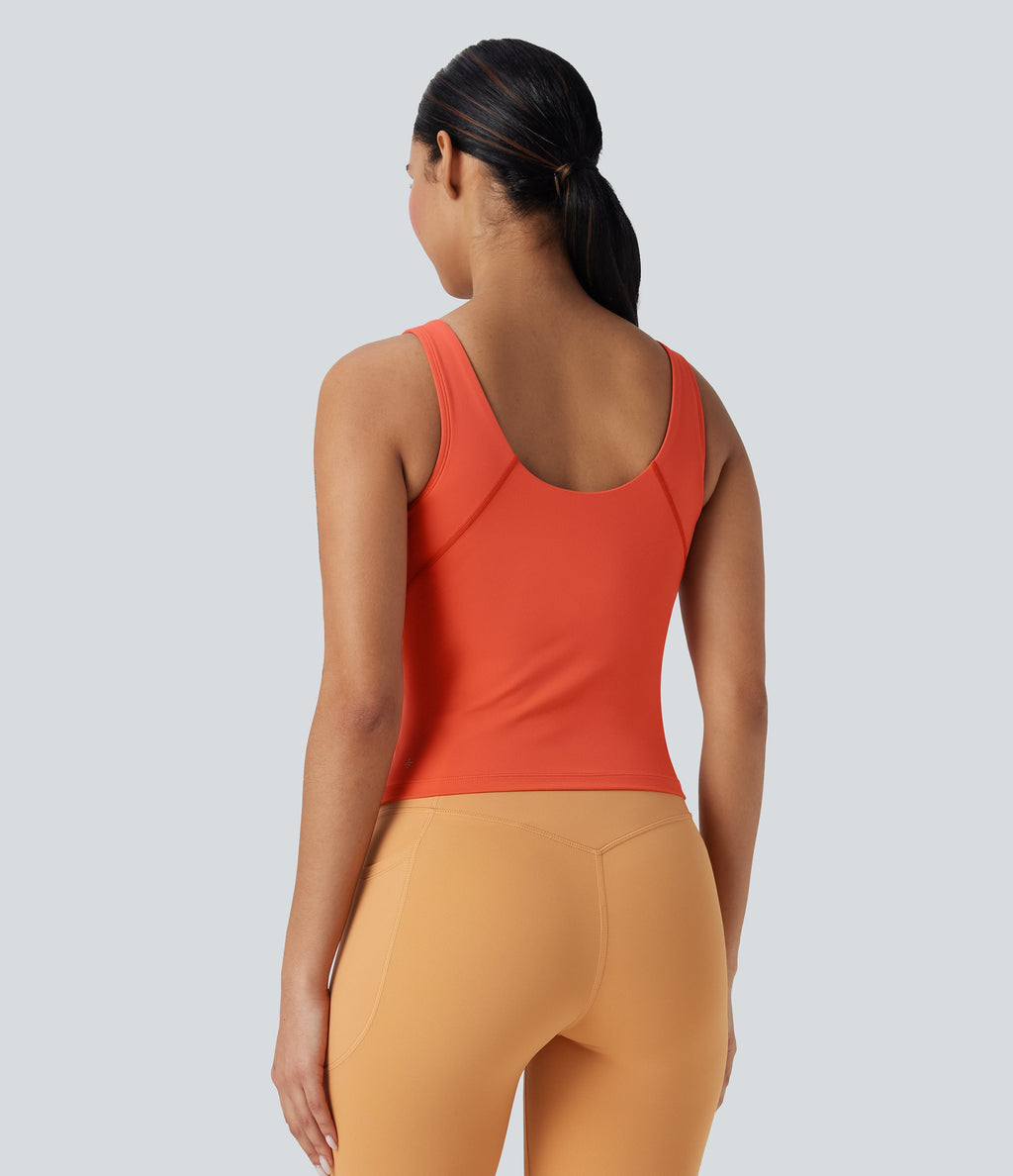 SoftlyZeroTM Plush Padded V Neck Running Tank Top-D/DD/DDD/F Cups