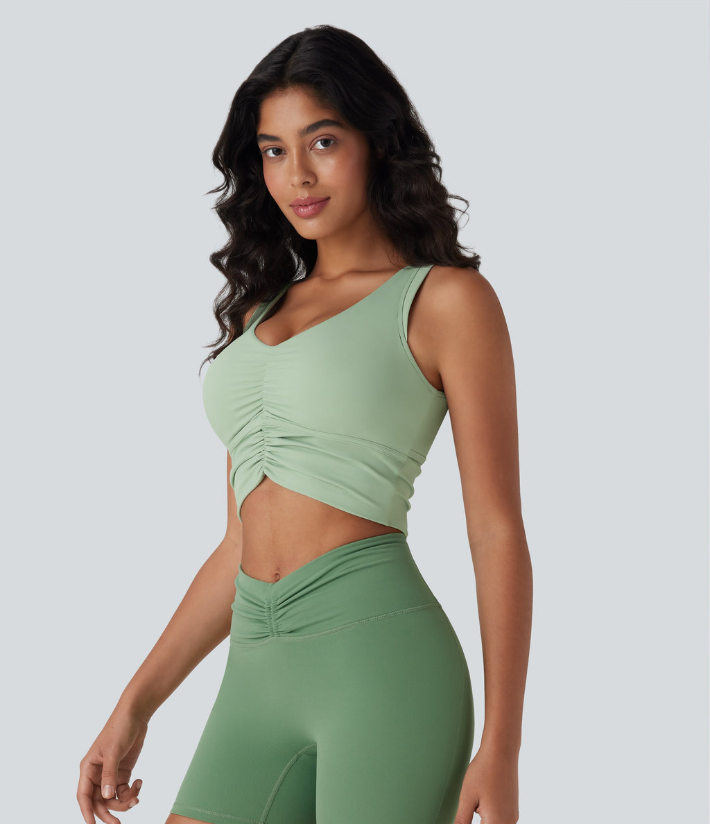 SoftlyZeroTM Airy Cut Out Ruched Cool Touch Yoga Tank Top