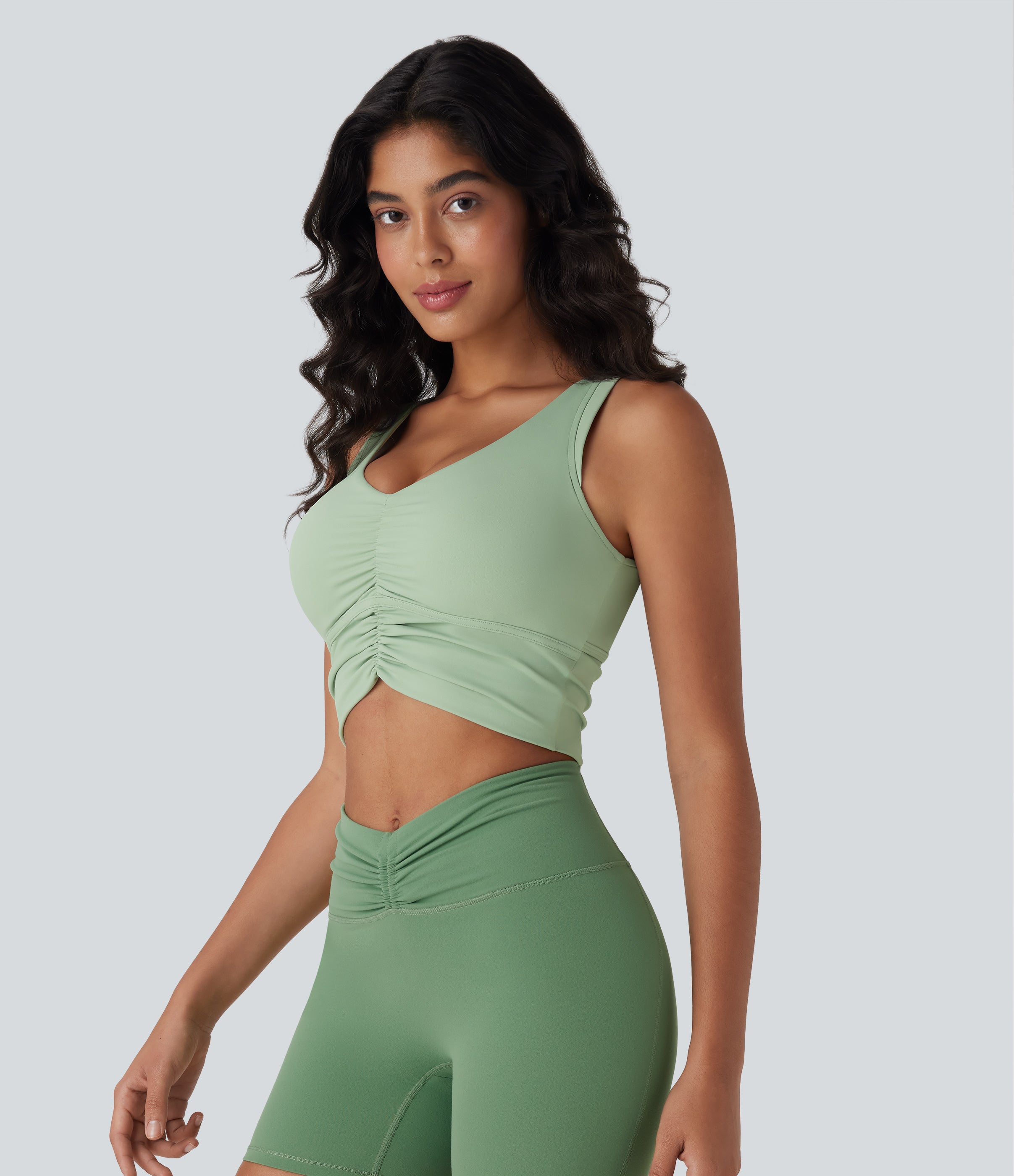 SoftlyZeroTM Airy Cut Out Ruched Cool Touch Yoga Tank Top
