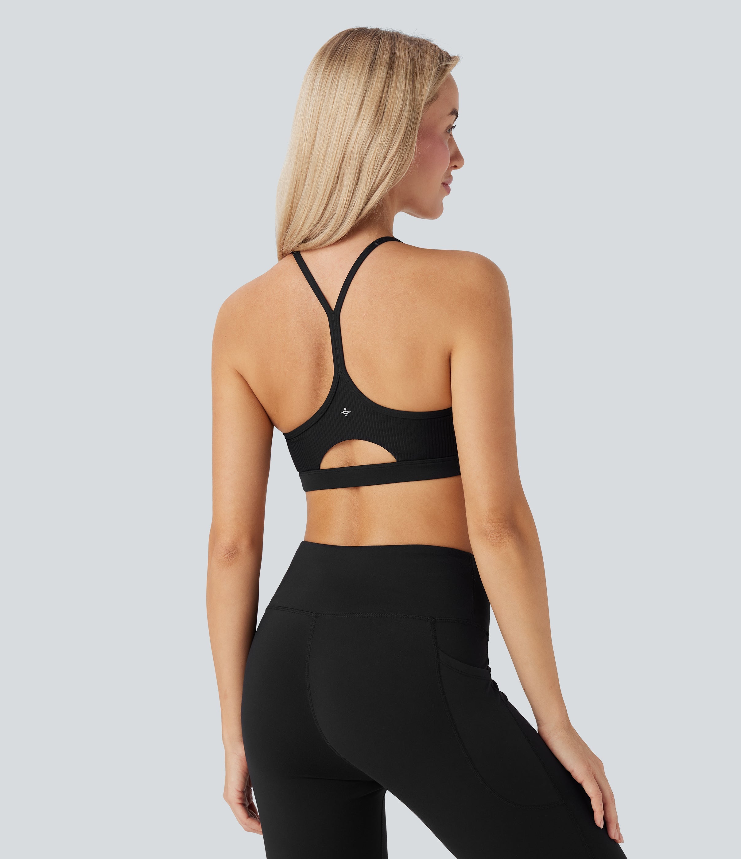 Ribbed Low Support Cut Out Yoga Sports Bra