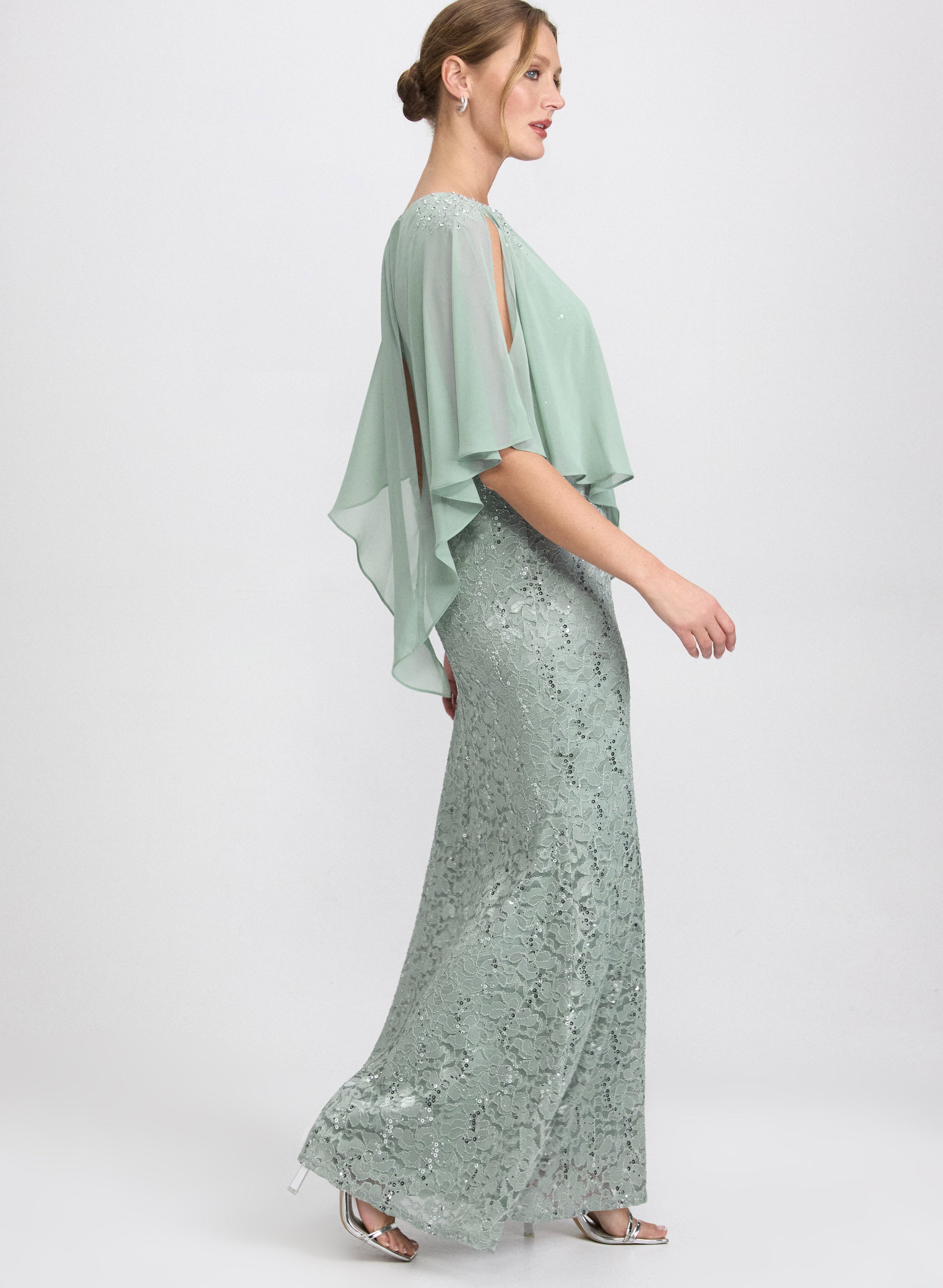 Lace Capelet Overlay Dress