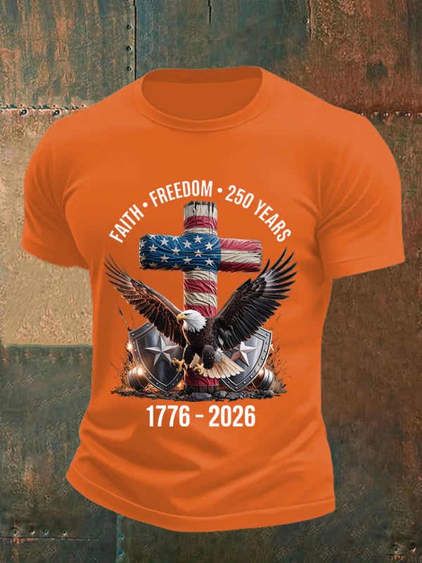 Men's  Faith-Freedom-Legacy 250 years strong Print T-Shirt