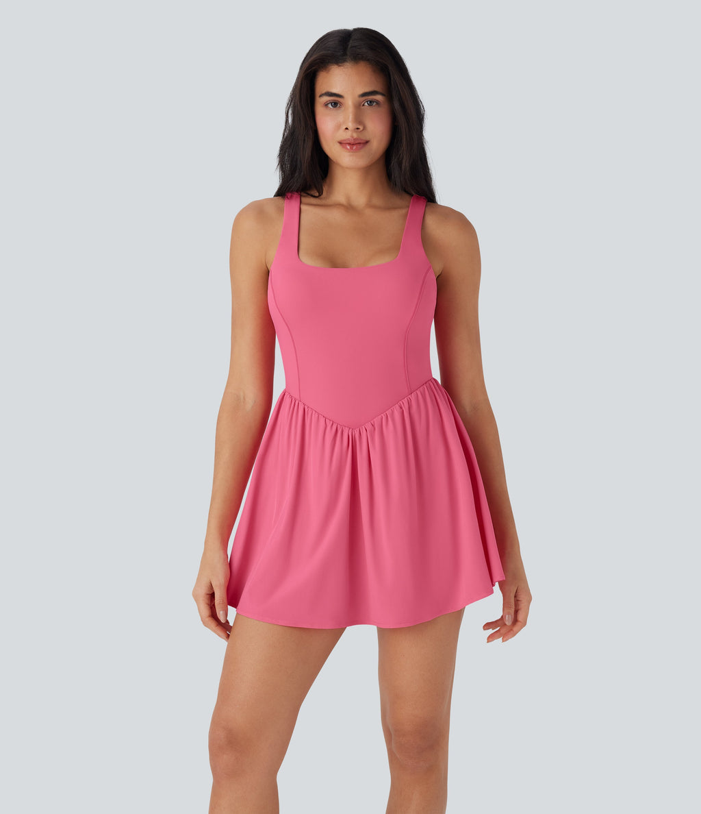 BreezefulTM Tie Back 2-in-1 Quick Dry Mini Dance Active Dress with Pocket-Easy Peezy Edition