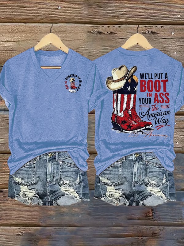 Women's  WE'LL PUT A BOOT Print T-Shirt