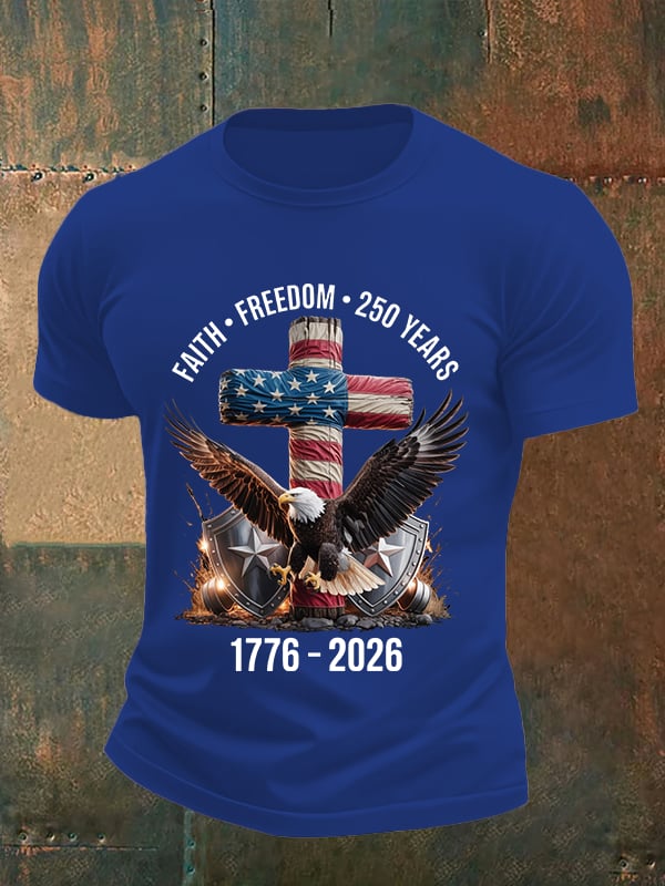 Men's  Faith-Freedom-Legacy 250 years strong Print T-Shirt