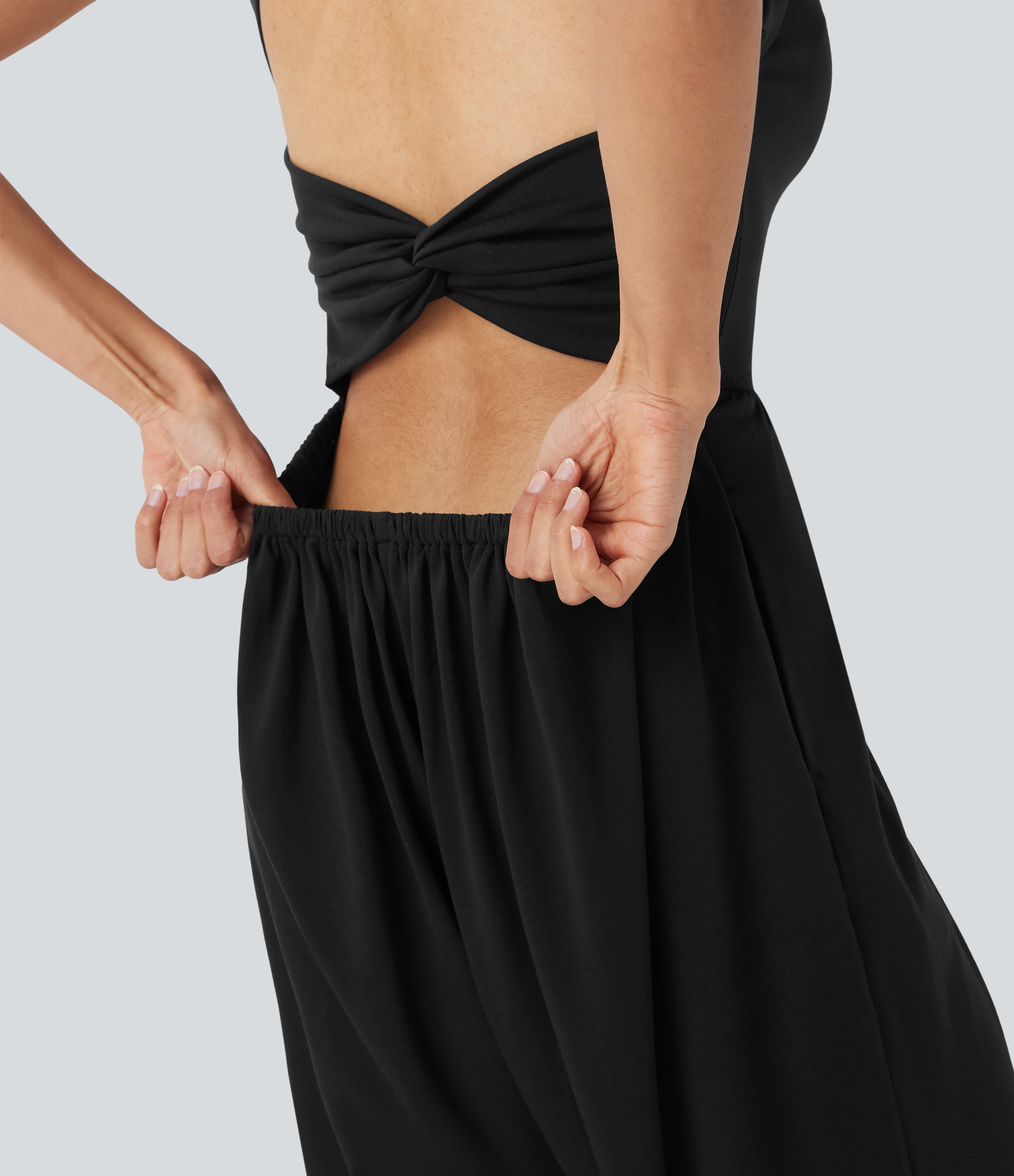 U Neck Harem Casual Jumpsuit with Pockets-Easy Peezy Edition-D/DD/DDD/F Cups