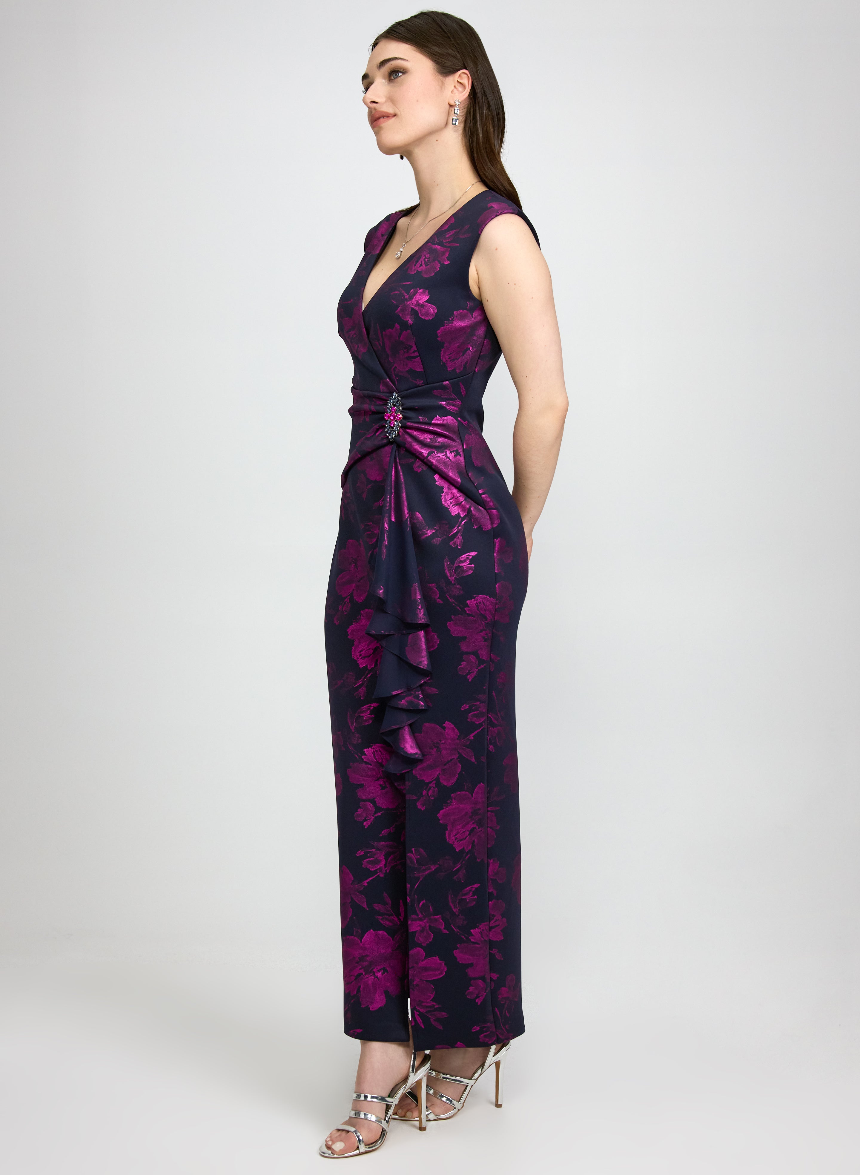 Foil Floral Print Dress