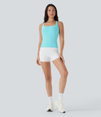 SoftlyZeroTM Airy Square Neck Cropped Cool Touch Running Tank Top-Longer Length-UPF50+