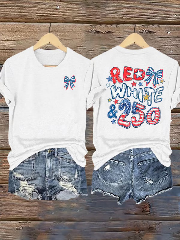 Women's  RED WHITE &250 Print T-Shirt