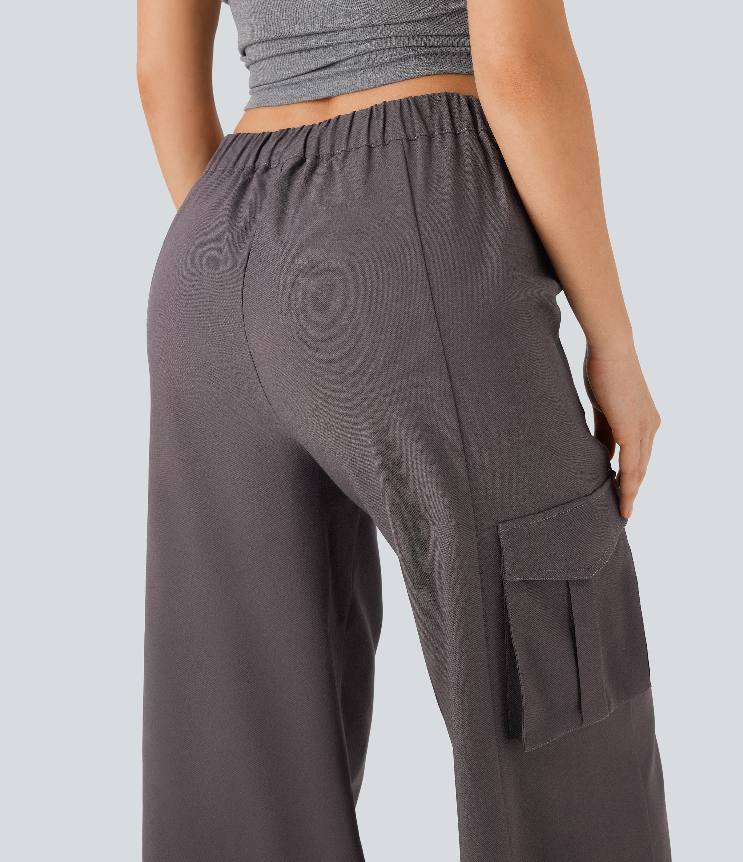 Low Rise Wide Leg Casual Cargo Pants with Pockets