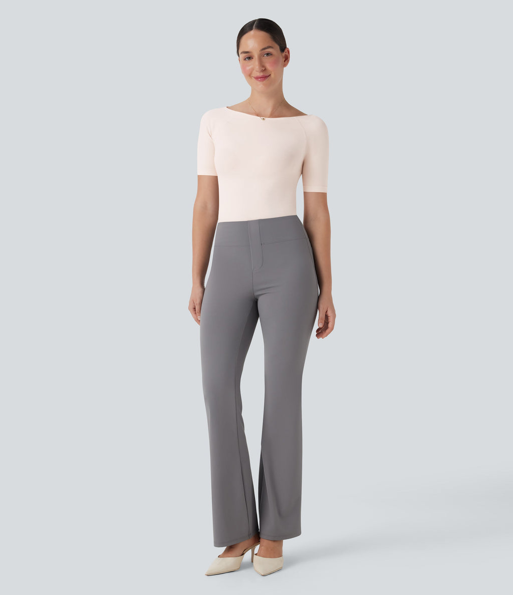 Seamless Flow Smoothing Boat Neck Adjustable Leg Straps Work Bodysuit-Easy Peezy