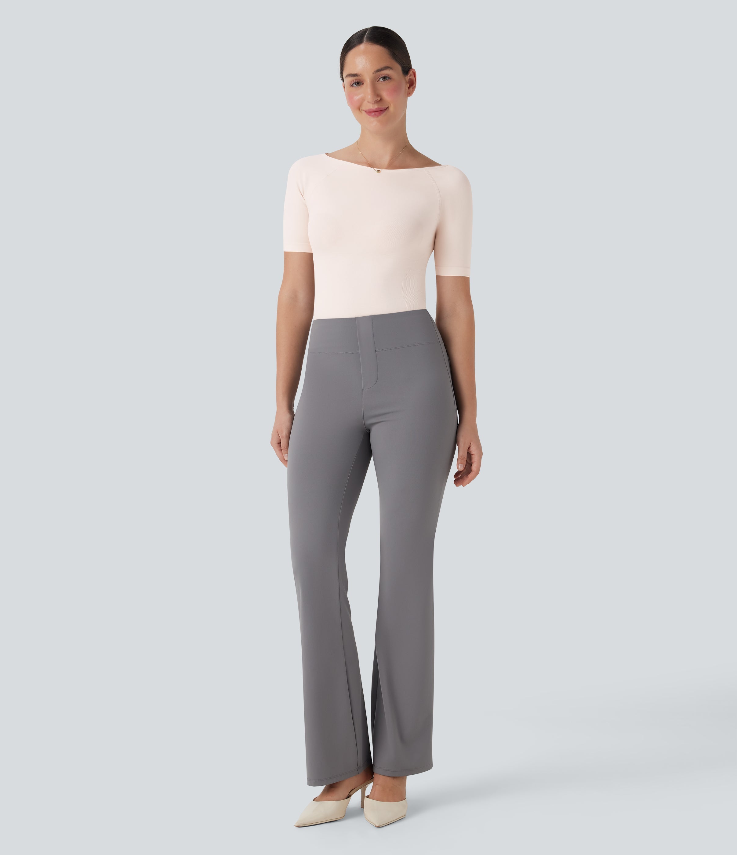 Seamless Flow Smoothing Boat Neck Adjustable Leg Straps Work Bodysuit-Easy Peezy