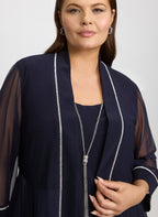 Embellished Jacket, Top & Pants Set