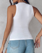 ChicMe Built-in Bra Ribbed Round Neck Tank Top