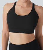 SpeedWaveTM Medium Support Molded Cups Perforated Adjustable Hook Quick Dry Training Sports Bra-D/DD/DDD/F Cups