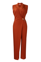 Deep V Neck Overlay Straight Leg Sleeveless Plain Jumpsuit-White