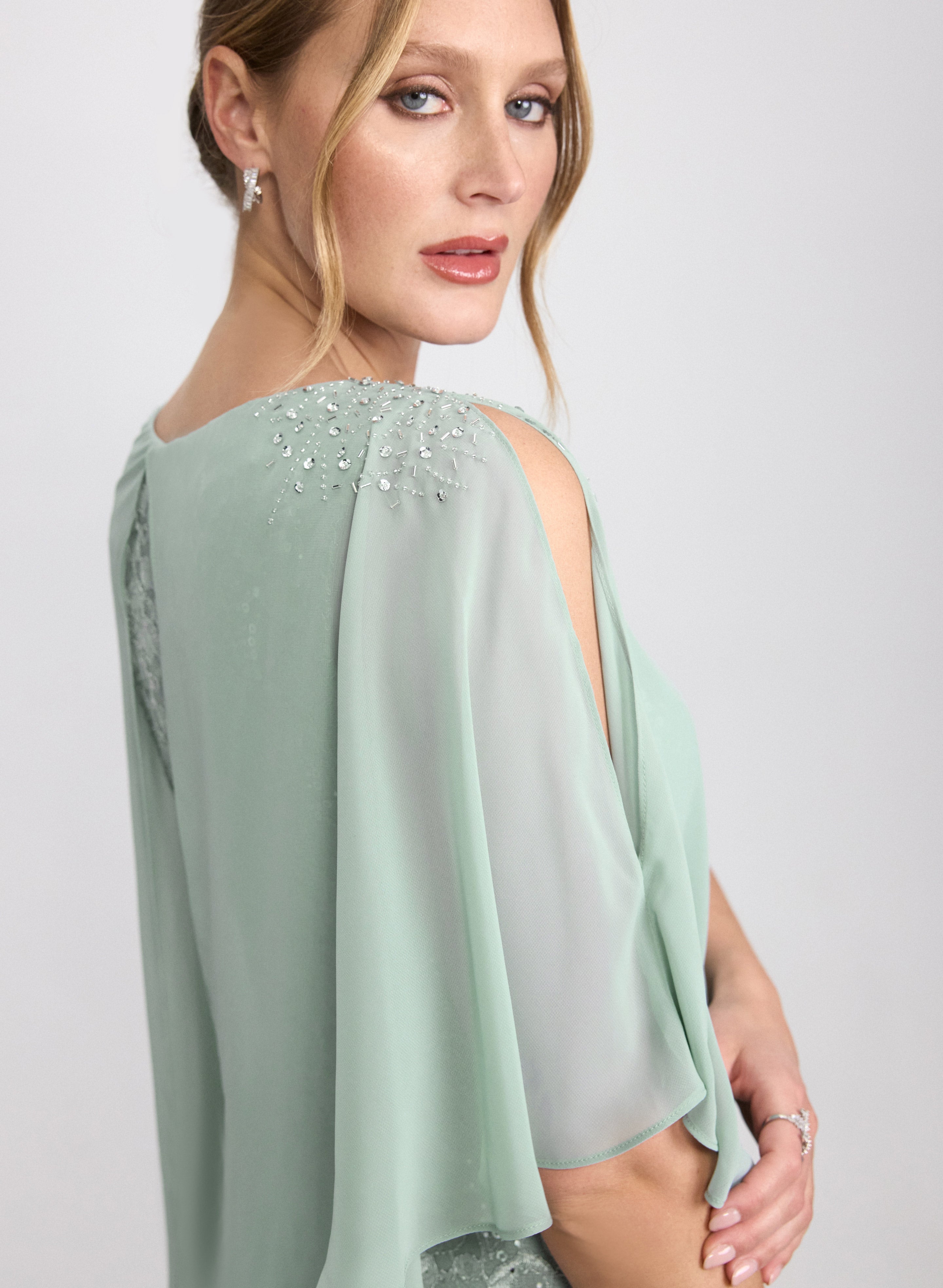 Lace Capelet Overlay Dress