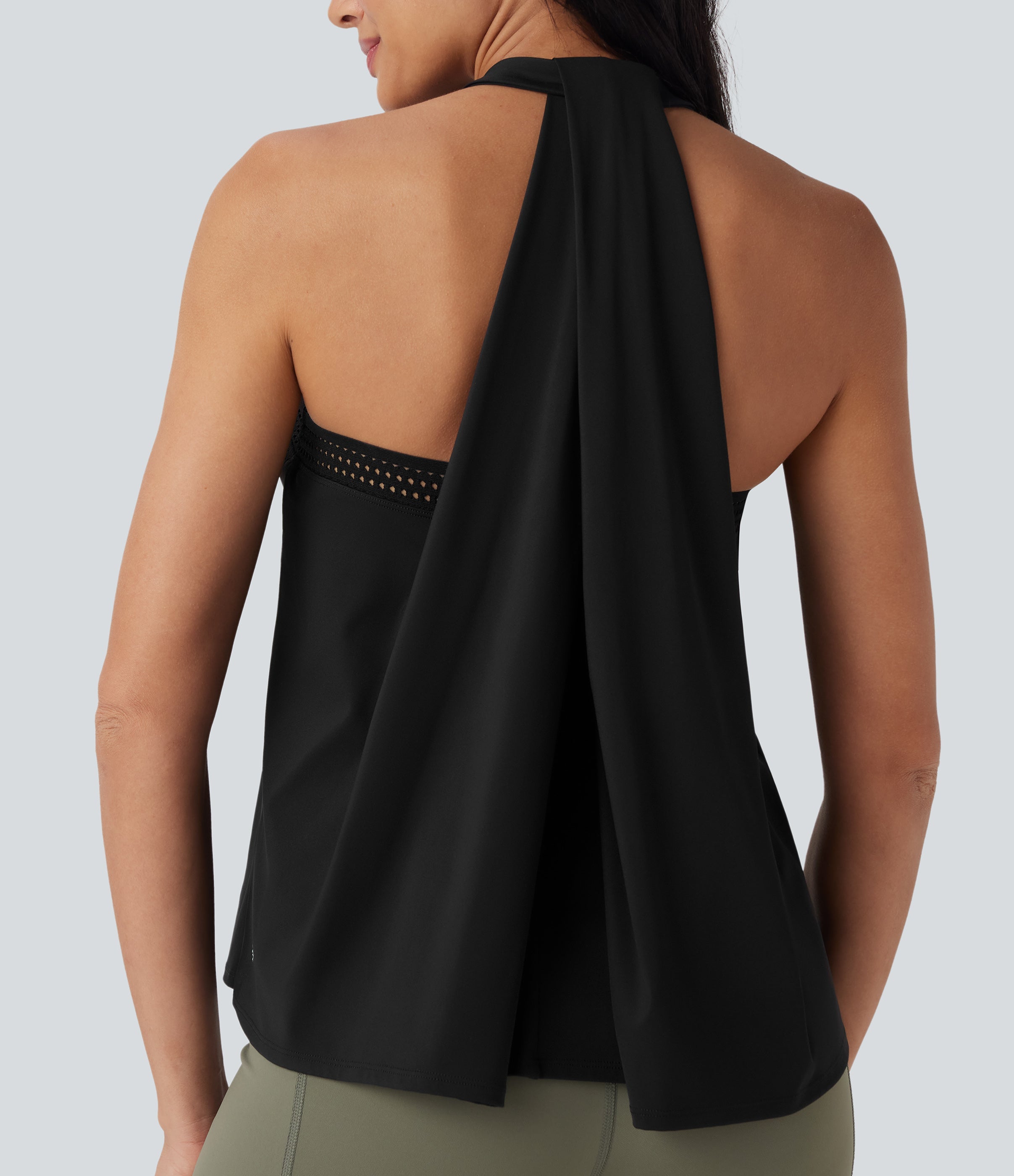 SoftlyZeroTM Airy Halter Draped Cool Touch Yoga Top-UPF50+