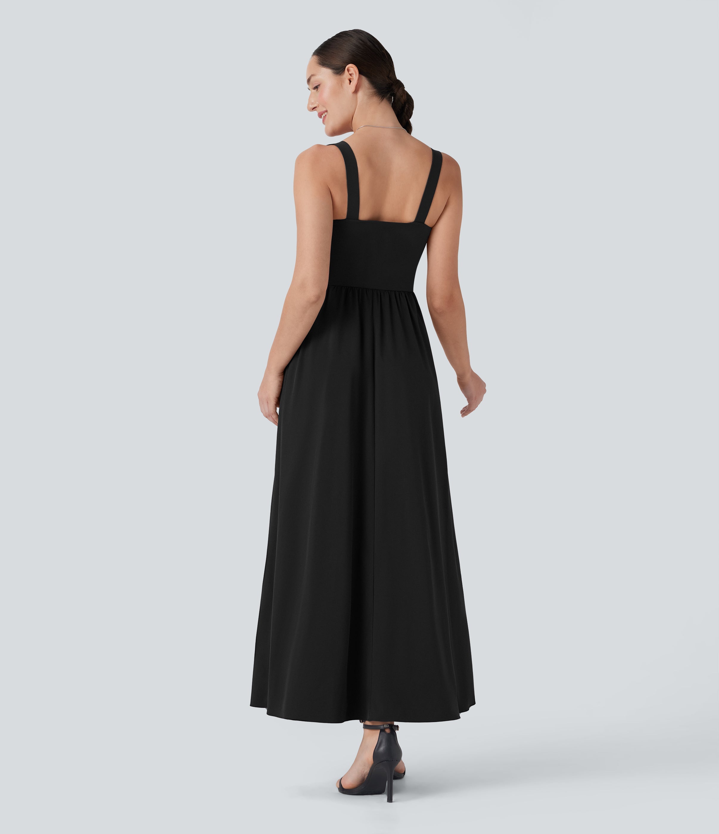 BreezefulTM Push Up Flowy Quick Dry Maxi Casual Dress with Pockets-D/DD/DDD/F Cups