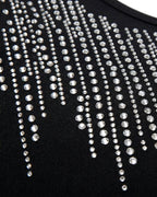 Women's Rhinestone U-Neck Maxi Dress Slim Fit Bodycon Sleeveless Long Knit Dress Elegant Evening Party Dress