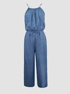Womens Spaghetti Strap Drawstring Tied Waist Jumpsuit Casual Overalls