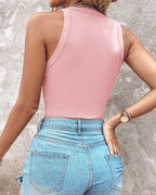 O-Neck Sleeveless Basic Slim Fit Skinny Tank Casual Top(Without Pads)