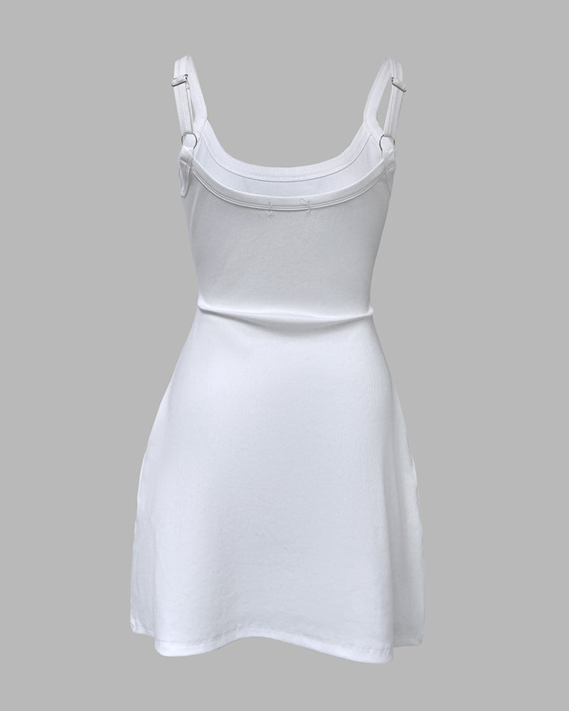 U-Neck Minimalist Slim Fit Ribbed Mini Cami Dress