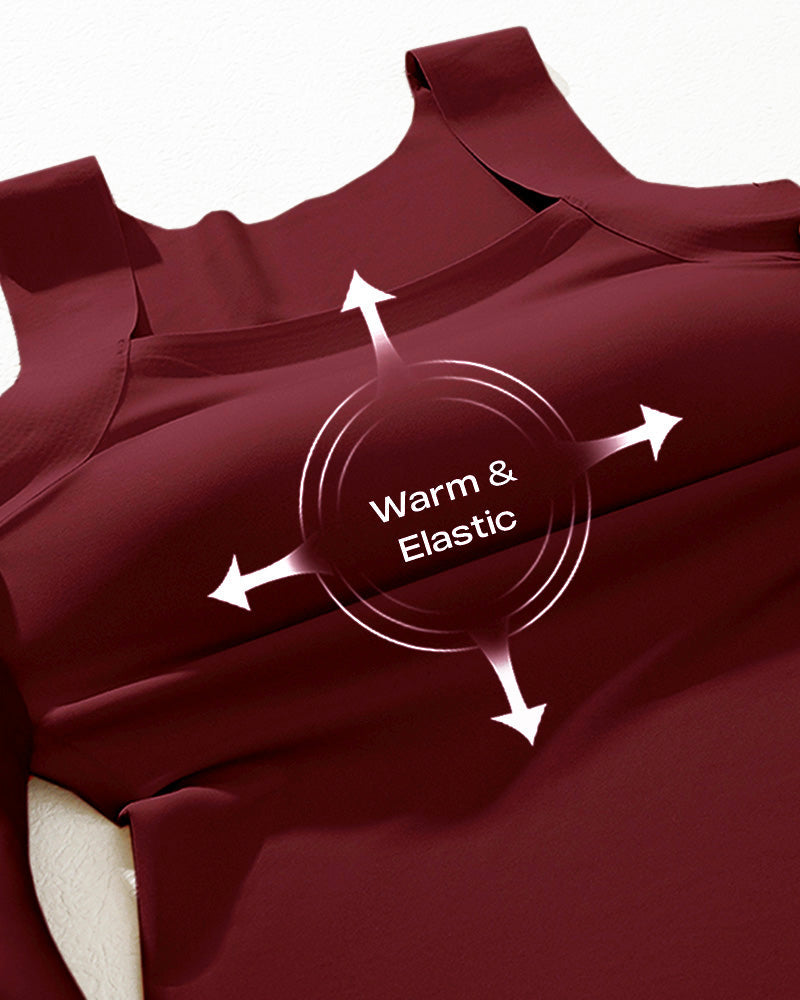 U-Neck Sleeveless Tank Seamless Skinny Layering Top with Built-In Bra