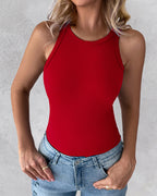O-Neck Sleeveless Basic Slim Fit Skinny Tank Casual Top(Without Pads)