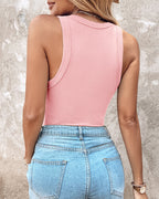 ChicMe Built-in Bra Ribbed Round Neck Tank Top