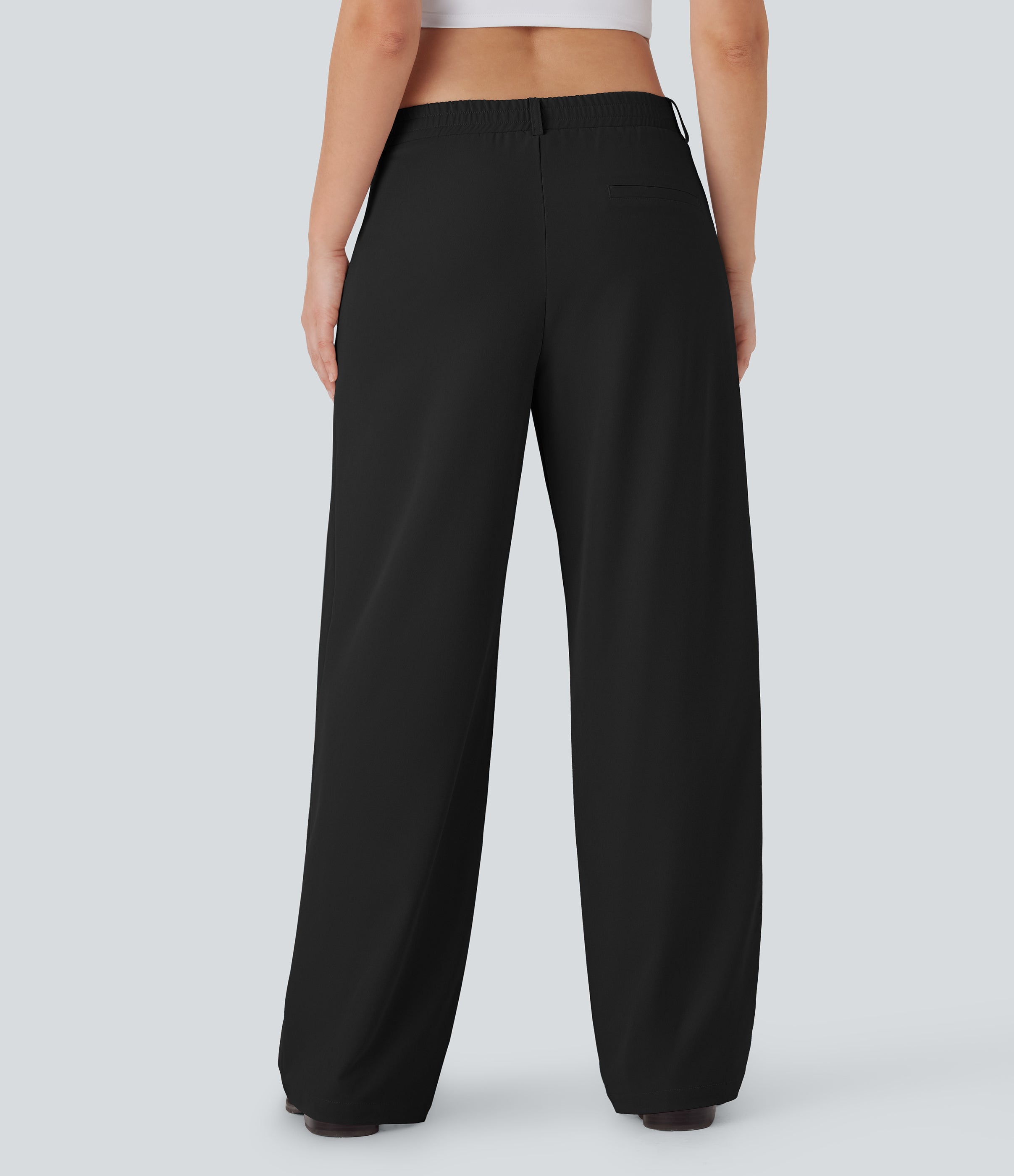 Quick Dry Low Rise Inside Drawstring Straight Leg Casual Pants with Pockets-UPF 40+