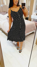 Marnel Polka Dot Button Swing Dress