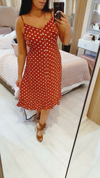Marnel Polka Dot Button Swing Dress